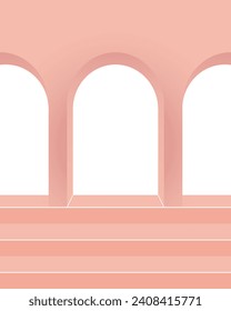 vector pink stairs podium background for product display