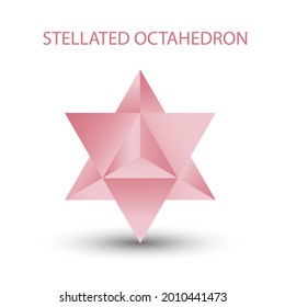 Vector pink Stellated Octahedron, also called Stella octangula, and Polyhedra Hexagon, geometric polyhedral compounds on a white background with a gradient for game, icon, logo, mobile, ui, web.