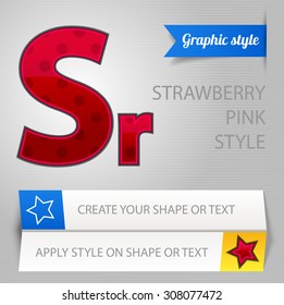 Vector pink strawberry graphic style. You can apply this style to any fonts and objects