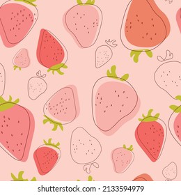 Vector pink strawberry seamless pattern background. Perfect for fabric, scrapbooking, wallpaper projects.