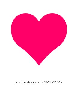 Vector pink symmetric heart isolated on a white background. Minimalistic illustration for weddings, prints, t-shirts, Valentine's Day. Sign of love, romance, feelings, relationships. Valentine card