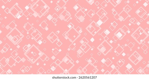 Vector Pink Tech Finance Fintech Background. Abstract Pixel Seamless Pattern. Digital Business Technology or Science Research Presentation Backdrop.