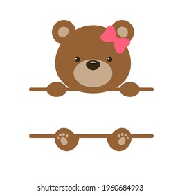 Vector pink teddy bear brown teddy bear Isolated on white background.