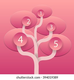 vector pink tree info graphic background elements