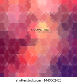
Vector pink triangles, geometric abstract background design. Brochure template