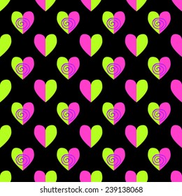 Vector Pink unusual hearts seamless pattern, background. Pattern can be used for wallpaper, pattern fills, web page background, surface textures, Valentines day card background