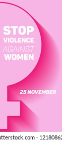 Vector pink vertical poster with female symbol for International Day for the Elimination of Violence Against Women
