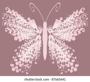 vector pink vintage butterfly