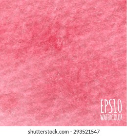 Vector pink watercolor background with watercolor paper texture. Watercolor texture for decoration design elements. Hand drawn design element.