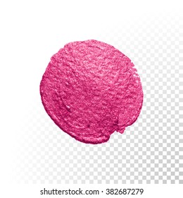 Vector pink watercolor brush blob stroke. Abstract varnish splash circle shape. Oil paint blot smear on transparent background