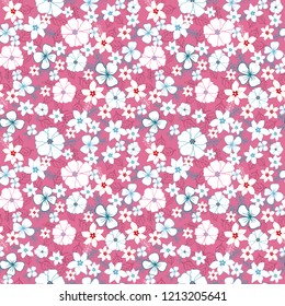 Vector Pink and White Flower Mix Seamless Background Pattern Design. Perfect for fabric, wallpaper, stationery and scrapbooking projects