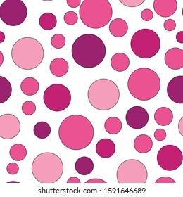 Vector pink & white polka dot background seamless pattern design illustration for birthday fabric party event decoration gift wrap scrapbook project print fabric wallpaper textile invitation fashion