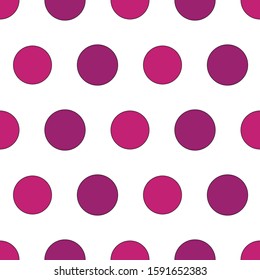 Vector pink & white polka dot background seamless pattern design illustration for birthday fabric party event decoration gift wrap scrapbook project print fabric wallpaper textile fashion 