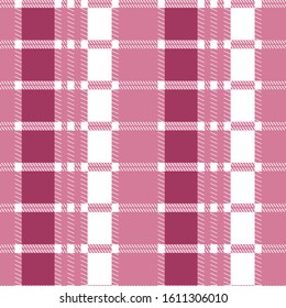 Vector pink, white and red tartan, plaid seamless pattern background