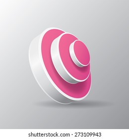 vector pink and white target icon. vector glossy target symbol design element