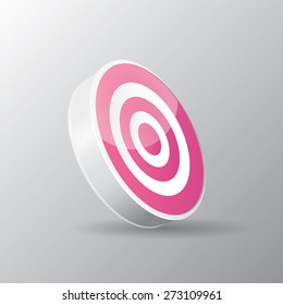 vector pink and white target icon. vector glossy target symbol design element