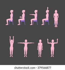 vector pink woman's silhouettes set