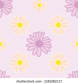 Vector pink, yellow big daisies ditsy, stripes seamless background. Excellent for fabric, scrapbooking, wallpaper projects, backgrounds, invitations, design projects. 