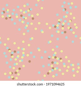 Vector pink yellow blue polka dot seamless pattern