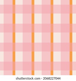 Vector pink and yellow plaid (checkered pattern or grid texture). Cute vintage pattern for girls. Trendy background. Perfect for apparel, fabric, textile.