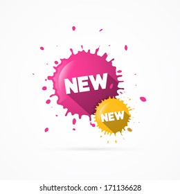 Vector Pink and Yellow Stickers - Stains With New Title 