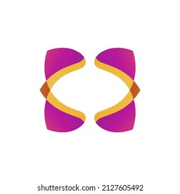 Vector pink and yellow unusual element of design or logo with a gradient on white background.