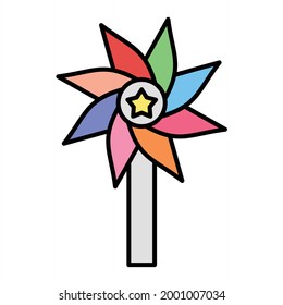 Vector Pinwheel Filled Outline Icon Design
