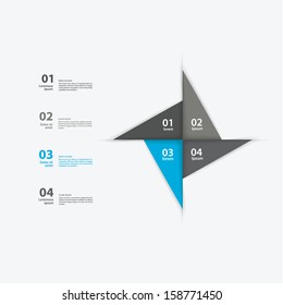 Vector pinwheel template. Abstract layout for presentation or infographic. Modern graphic element. Colorfully minimalistic template.