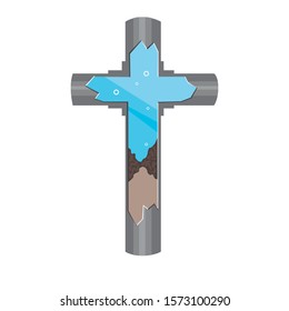 A vector pipe clogged with debris and water sludge. Indoor troubles and blocked pipes isolated on a white background for design. A flat stock illustration as a concept of sewer problems