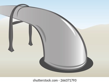 vector pipe immersed into the sand perspective isolated illustration
