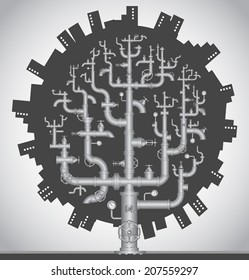 vector pipeline tree water (grey city)