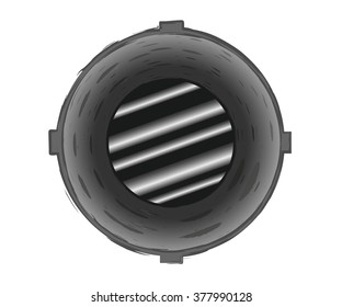 vector pipes inside manhole isolated illustration