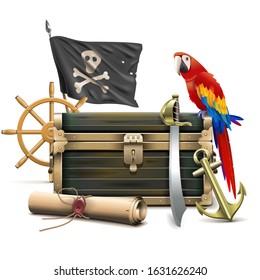 Vector Pirate Accessories Concept isolated on white background