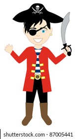 Vector of a Pirate boy in a costume.