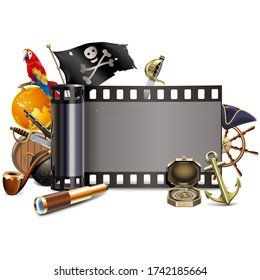 Vector Pirate Cinema Concept isolated on white background