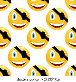 Vector pirate emoticon repeated on white background