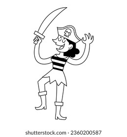 vector pirate girl cartoon illustration isolated