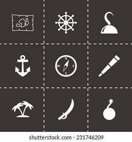 Vector pirate icon set on black background