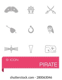 Vector Pirate icon set on grey background