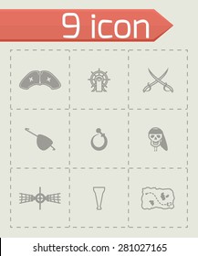 Vector Pirate icon set on grey background
