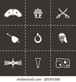 Vector Pirate icon set on black background