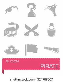 Vector Pirate icon set on grey background