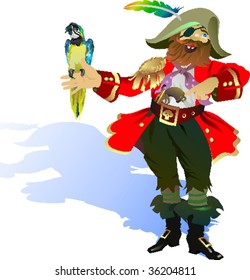 Vector pirate isolated on white background with shadow