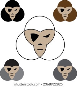 Vector Pirate Popeyed Cute Monkey Face icon Isolated On White Background