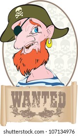 Vector pirate with a red beard, vector illustration