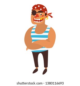 Vector pirate sailor cartoon  isolated on white. Illustration.