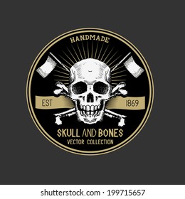 Vector Pirate Skull design label.