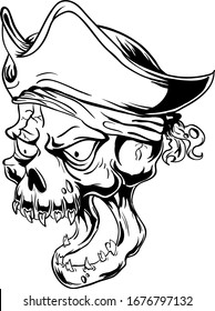 Vector pirate skull in a hat