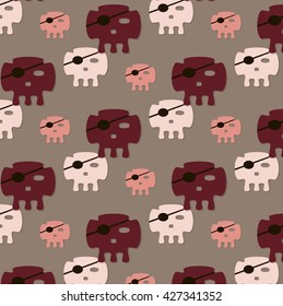 Vector pirate skull pattern illustration cartton print. Colorful illustration for kids, universal background material for print. Party decoration