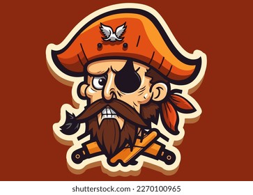 Vektorpirataufkleber auf isoliertem Hintergrund für Ihr Design